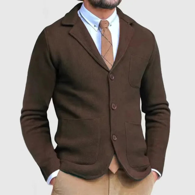Edward - Men’s smart casual knitted cardigan with lapel collar and button front