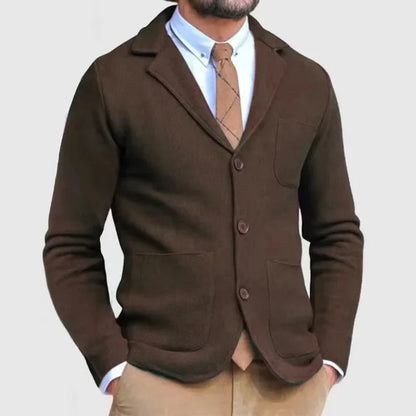 Edward - Men’s smart casual knitted cardigan with lapel collar and button front