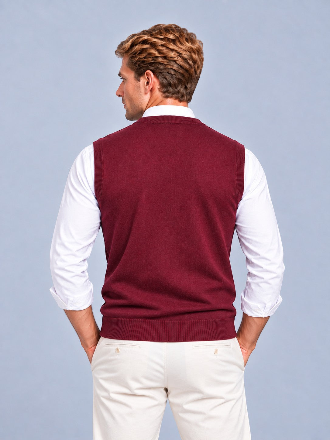 Edward - Men’s smart knitted sweater vest with v neck and ribbed hem
