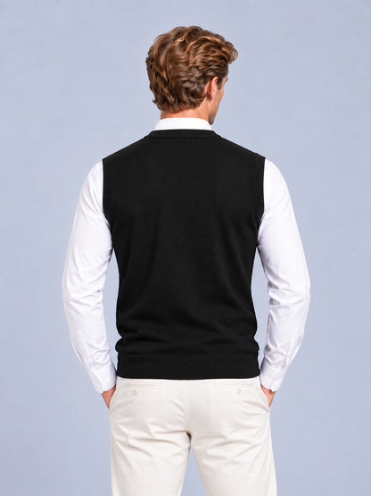 Edward - Men’s smart knitted sweater vest with v neck and ribbed hem