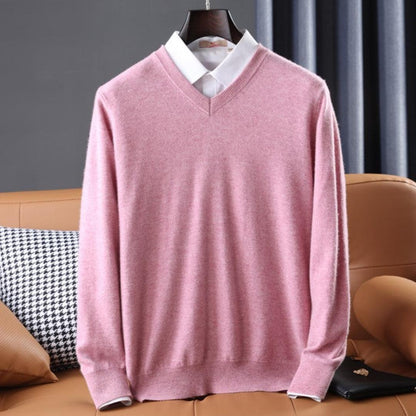 Edward - Men's knitted v neck jumper with long sleeves for smart casual wear