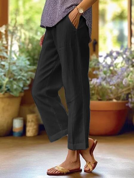 Ella - Casual Women's Linen Trousers with a Tapered Cropped Fit
