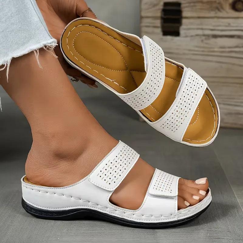Ella - Casual Women's Orthopedic Sandals with Double Strap and Cushioned Wedge Sole
