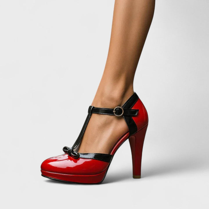 Ella - Elegant Women's Comfort Pumps with T-Strap Buckle Detail