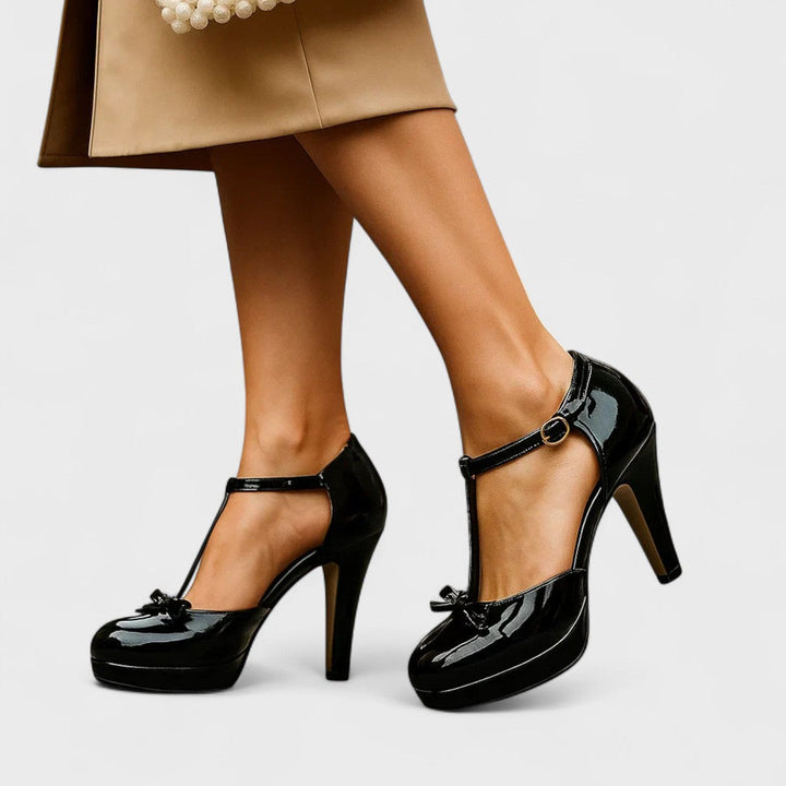 Ella - Elegant Women's Comfort Pumps with T-Strap Buckle Detail