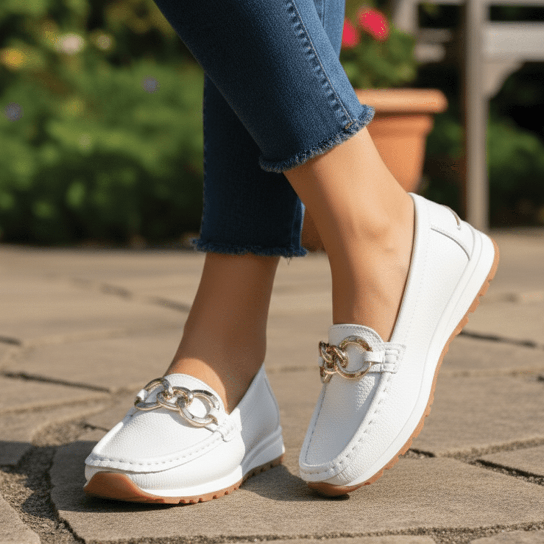 Ella - Women's Casual Orthopedic Loafers with Chain Hardware Detail