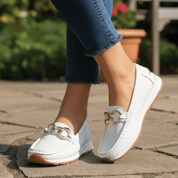 Ella - Women's Casual Orthopedic Loafers with Chain Hardware Detail