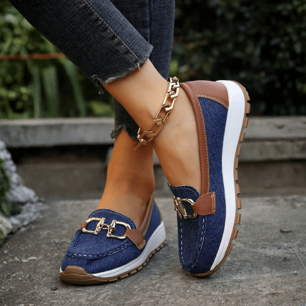 Ella - Women's Casual Orthopedic Loafers with Chain Hardware Detail