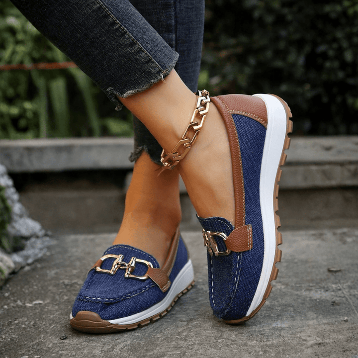 Ella - Women's Casual Orthopedic Loafers with Chain Hardware Detail