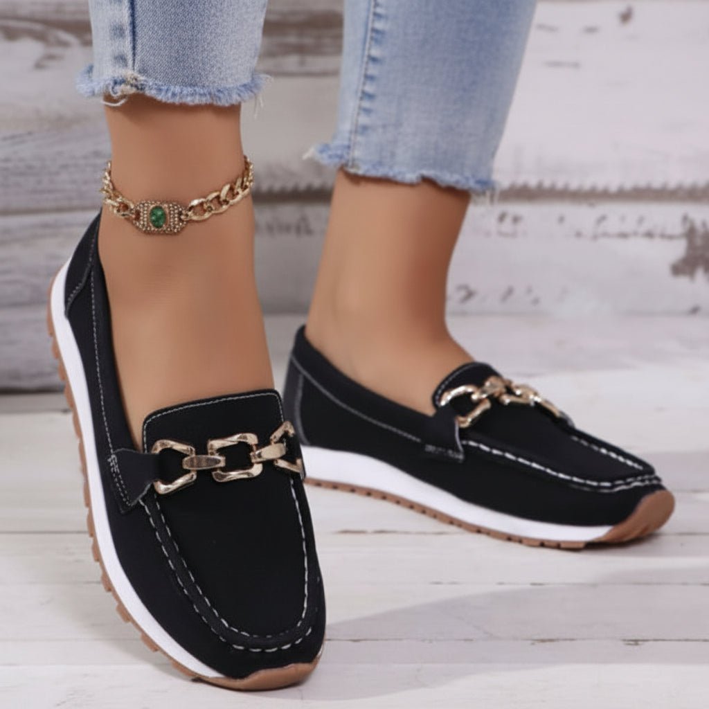 Ella - Women's Casual Orthopedic Loafers with Chain Hardware Detail