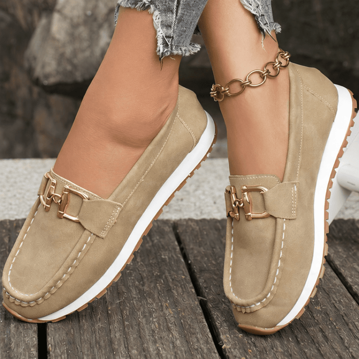 Ella - Women's Casual Orthopedic Loafers with Chain Hardware Detail