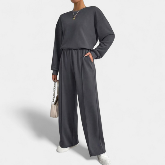 Ella - Women's comfy oversized loungewear set with high waisted wide leg