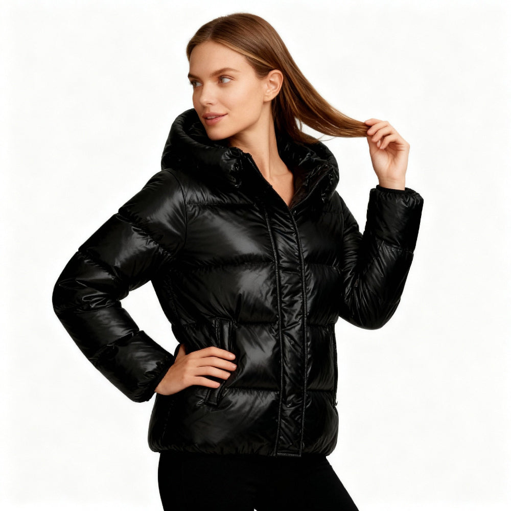 Ella - Women’s waterproof winter puffer jacket with hood and high collar
