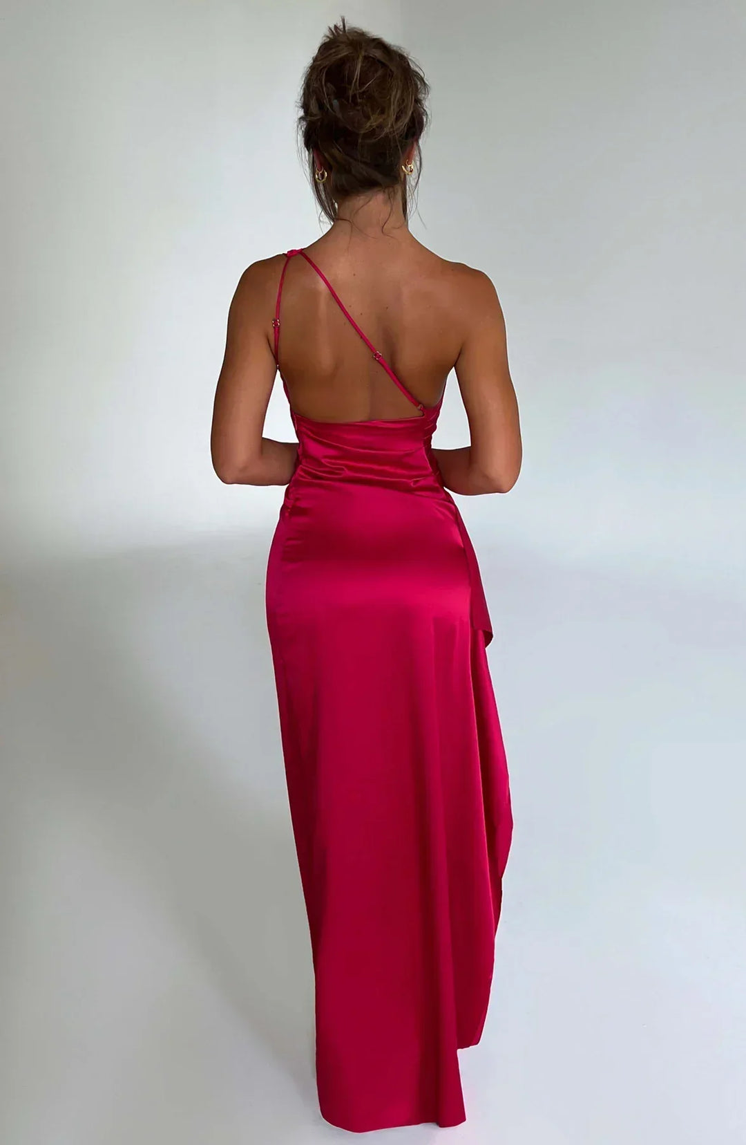 Emily - Elegant Women's Wedding Guest Maxi Dress with One Shoulder and Ruched Waist