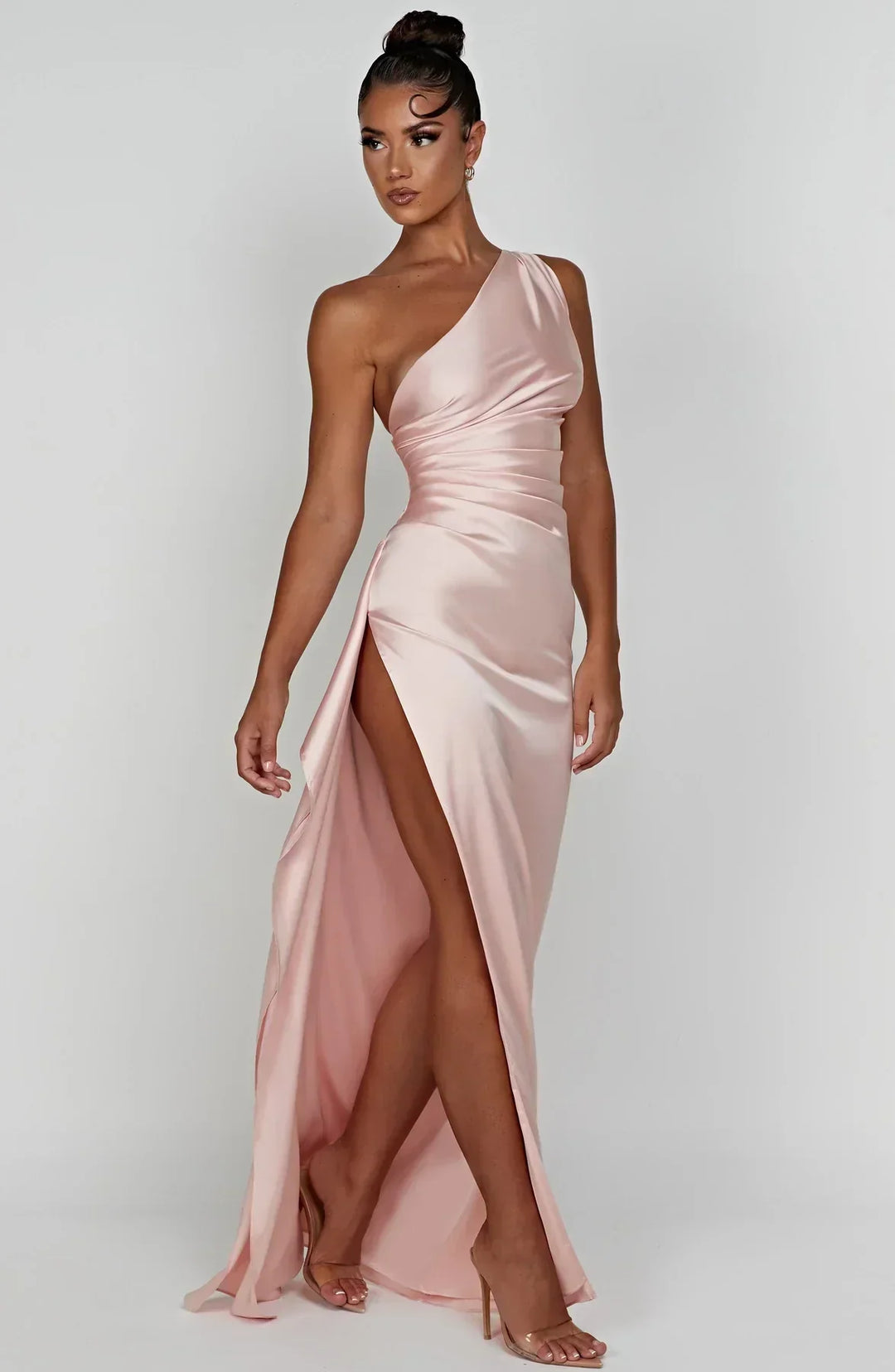 Emily - Elegant Women's Wedding Guest Maxi Dress with One Shoulder and Ruched Waist