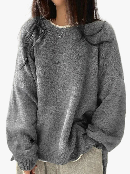 Emily - Women’s warm chunky knitted oversized jumper with crew neck