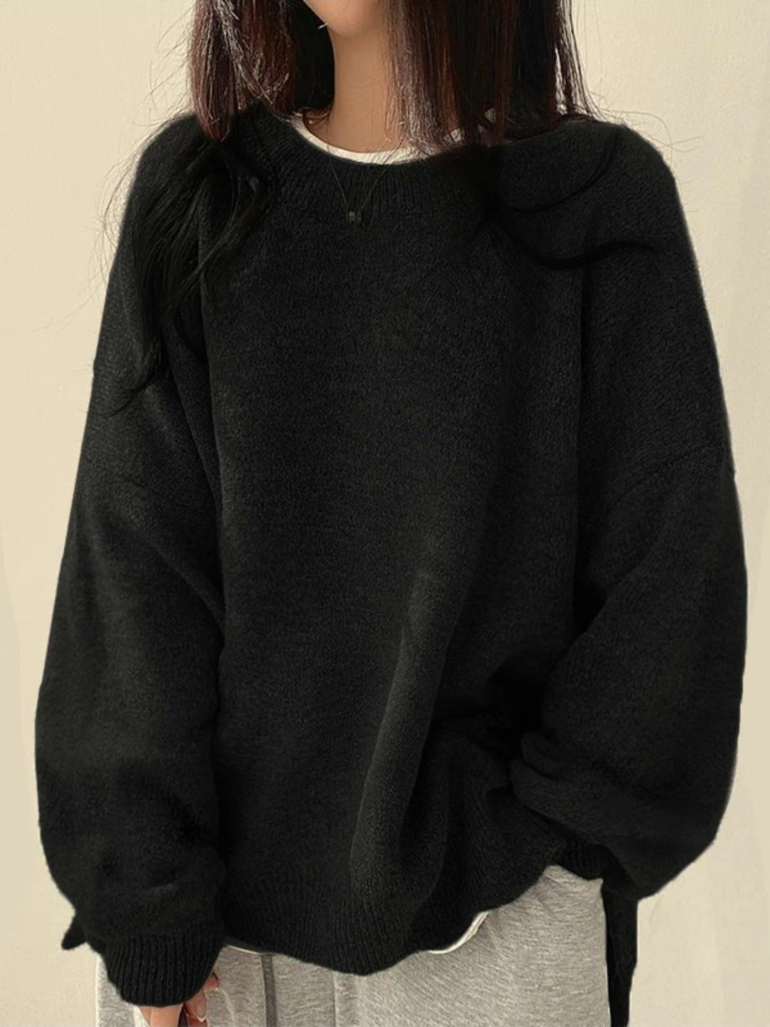 Emily - Women’s warm chunky knitted oversized jumper with crew neck