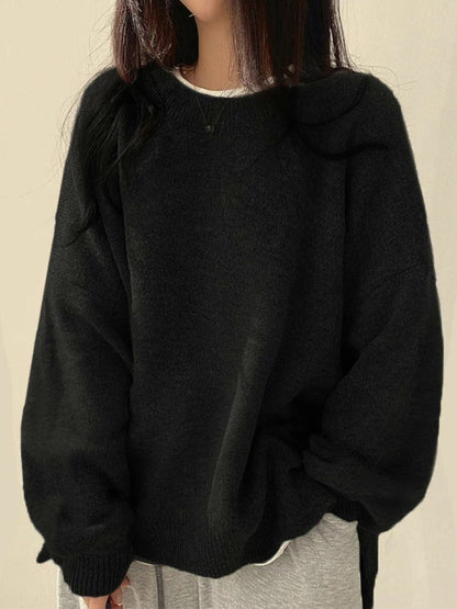 Emily - Women’s warm chunky knitted oversized jumper with crew neck