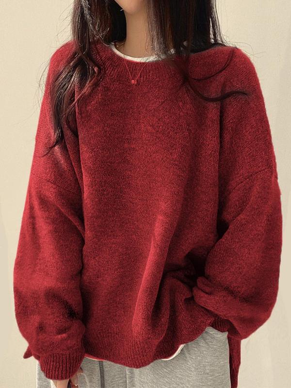 Emily - Women’s warm chunky knitted oversized jumper with crew neck