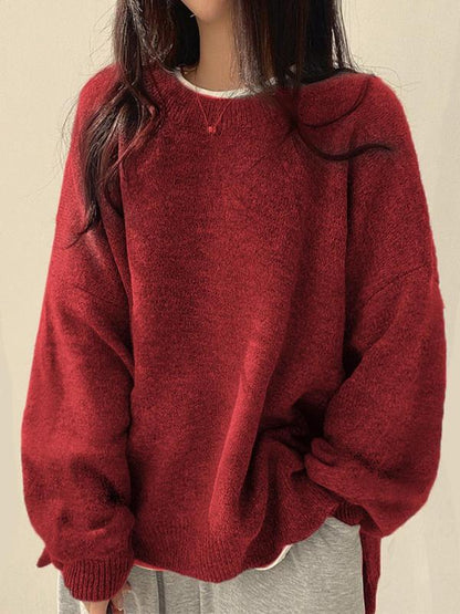Emily - Women’s warm chunky knitted oversized jumper with crew neck