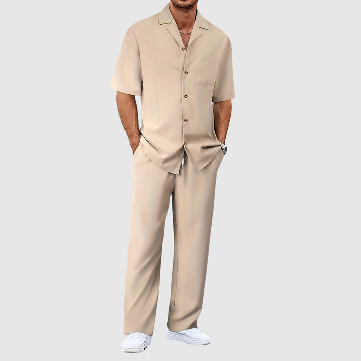 Ethan - Men's Casual Lounge Set with Short-Sleeve Shirt and Trousers