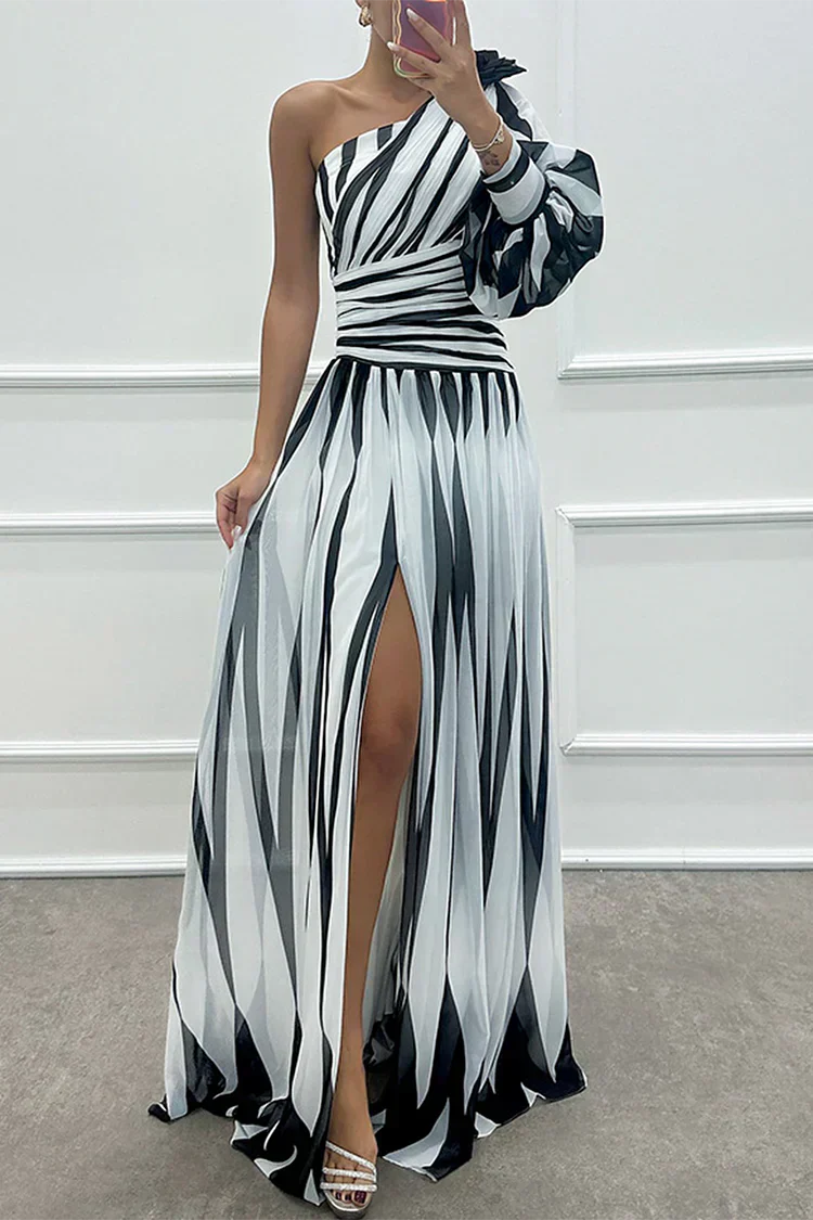 Evie - Glam Women's Wedding Guest Maxi Dress with One Shoulder and Flowy Side Split