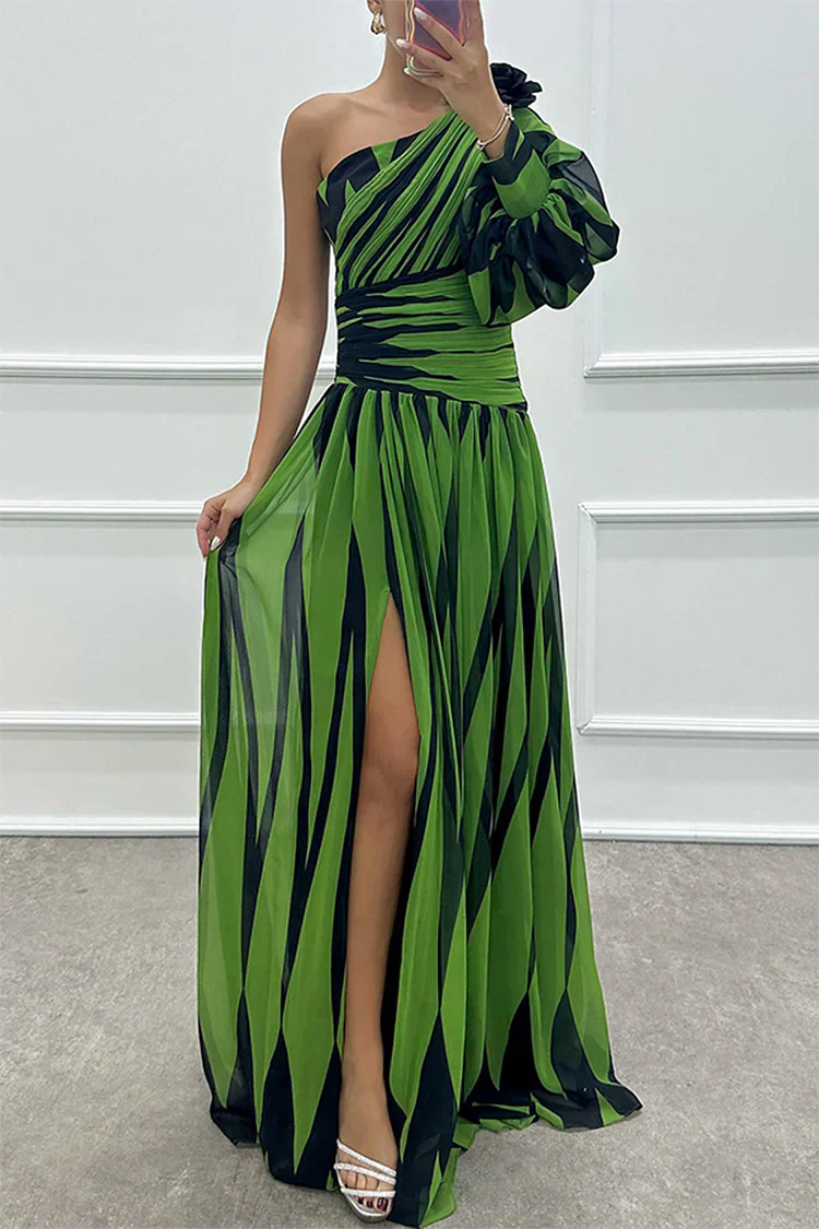 Evie - Glam Women's Wedding Guest Maxi Dress with One Shoulder and Flowy Side Split