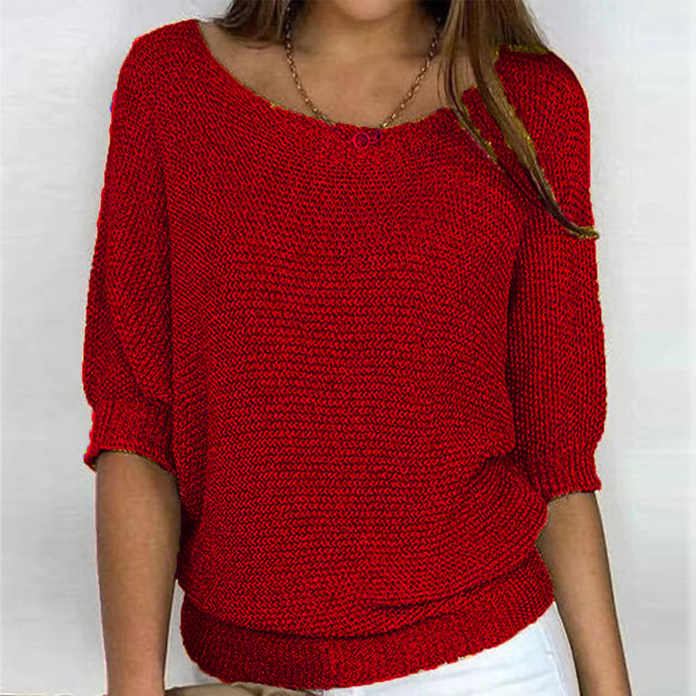 Sophie - Women's Knitted Autumn Jumper with Dolman Sleeves and Scoop Neck