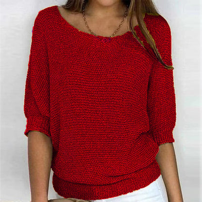 Sophie - Women's Knitted Autumn Jumper with Dolman Sleeves and Scoop Neck