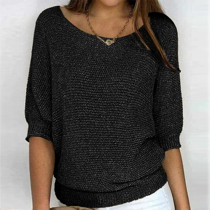 Sophie - Women's Knitted Autumn Jumper with Dolman Sleeves and Scoop Neck