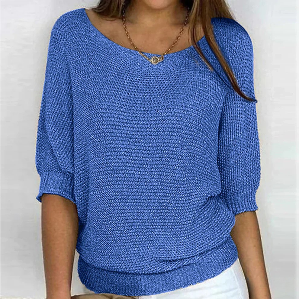 Sophie - Women's Knitted Autumn Jumper with Dolman Sleeves and Scoop Neck