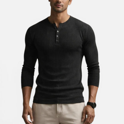 Finn - Men's henley shirt long sleeve and ribbed