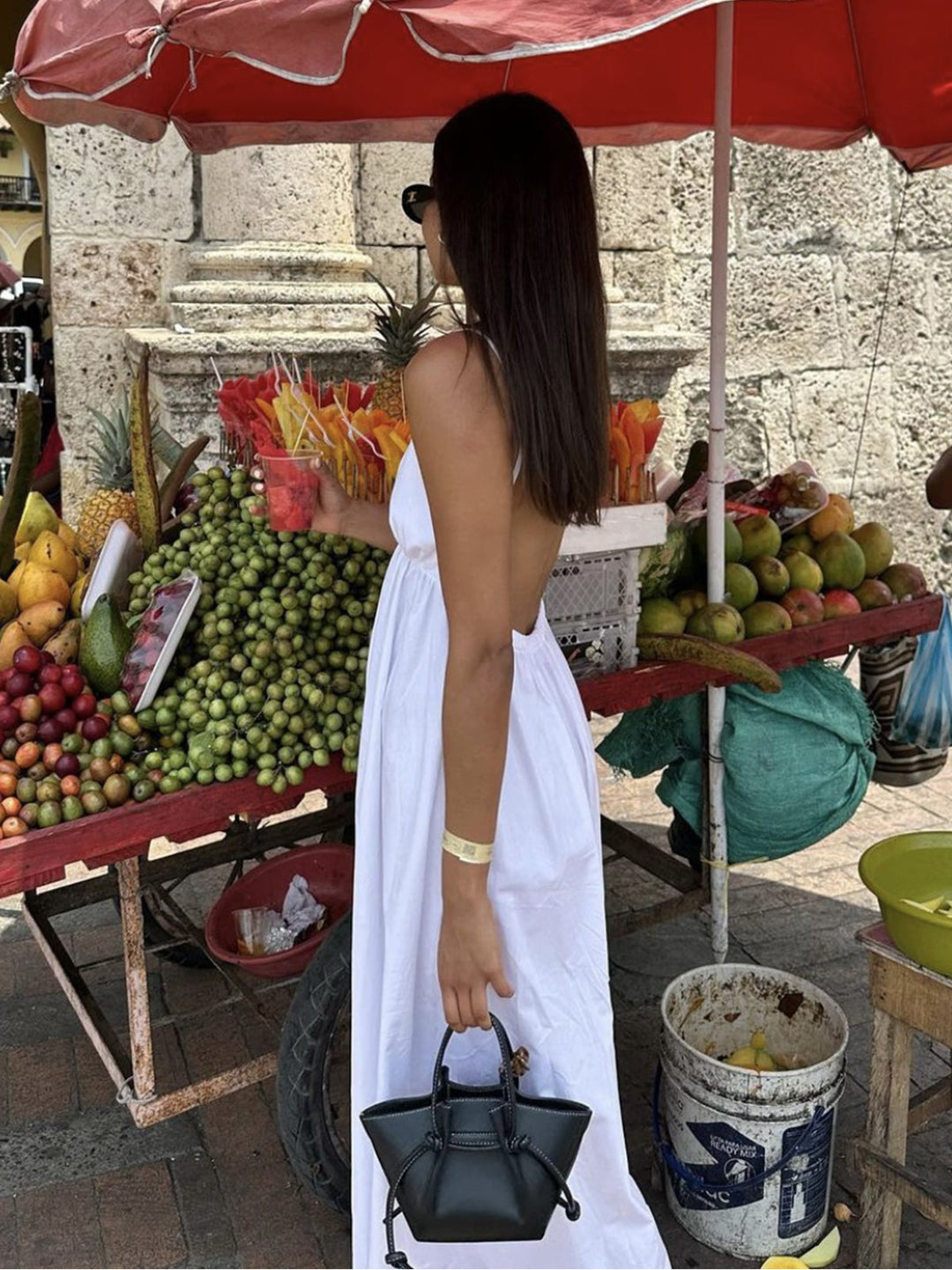 Florence - Flowy Women's Maxi Dress with Deep V-Neck and Open Back Detail