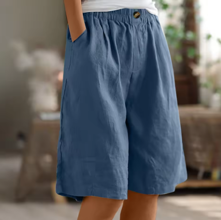 Florence - Relaxed Women's Linen Shorts with Elastic Waist and Side Pockets