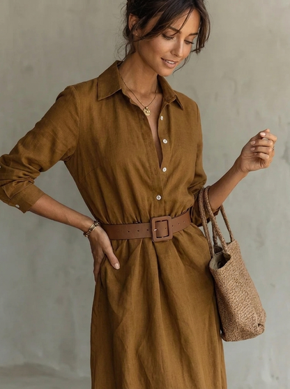 Florence - Women's maxi dress with long sleeve turtleneck and asymmetric hem