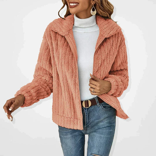Florence - Women's Fleece Jacket for Autumn with Zip Front and Collar