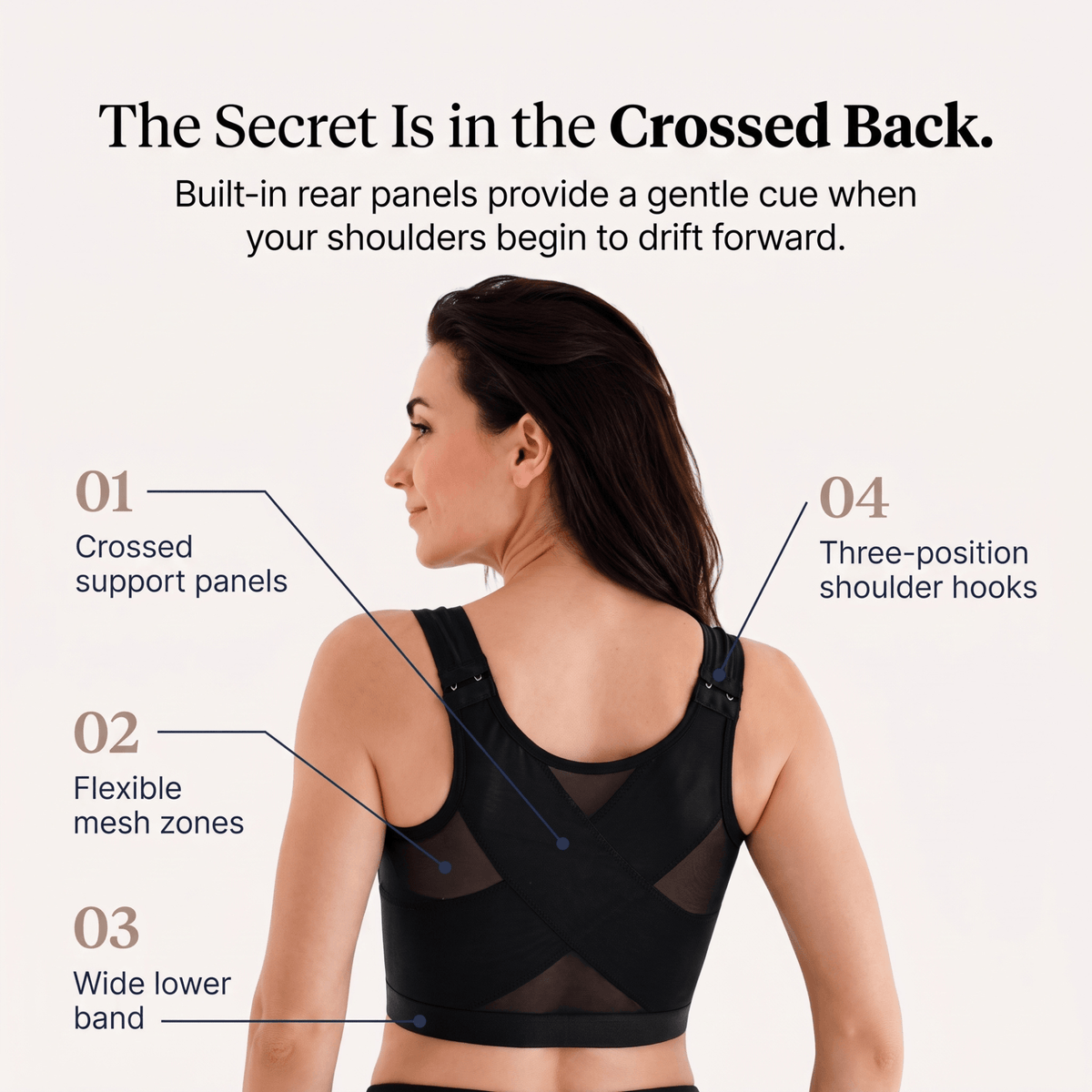 Florence - Women’s front fastening support bra with shaping cups and wide straps