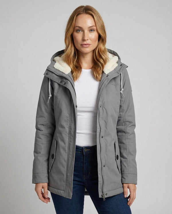 Florence - Women’s hooded winter parka coat with warm teddy lining