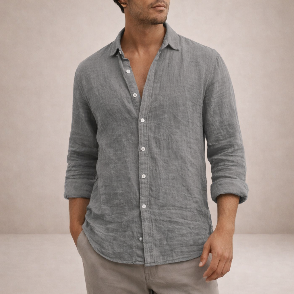 Freddie - Casual Men's Linen Shirts with Classic Collar and Button Front