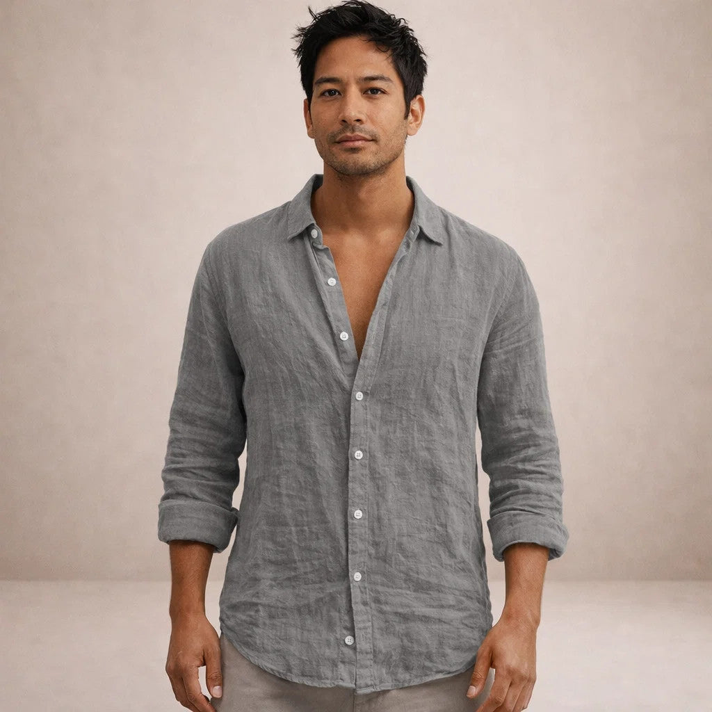 Freddie - Casual Men's Linen Shirts with Classic Collar and Button Front
