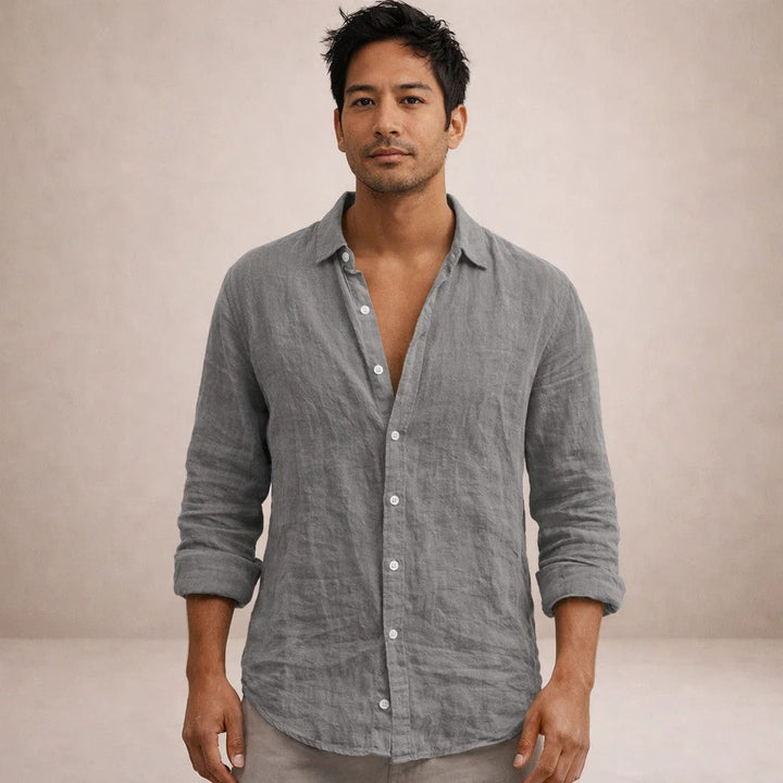 Freddie - Casual Men's Linen Shirts with Classic Collar and Button Front