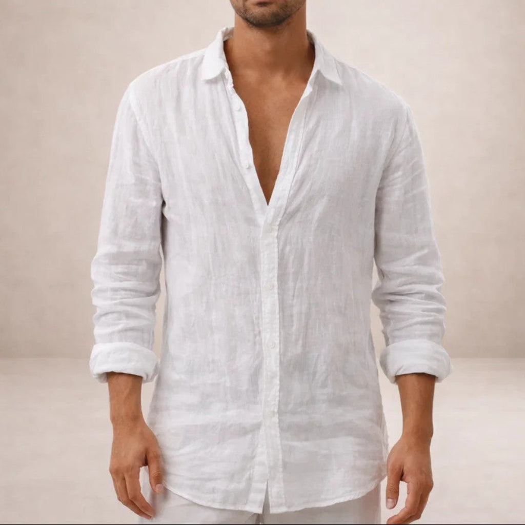 Freddie - Casual Men's Linen Shirts with Classic Collar and Button Front