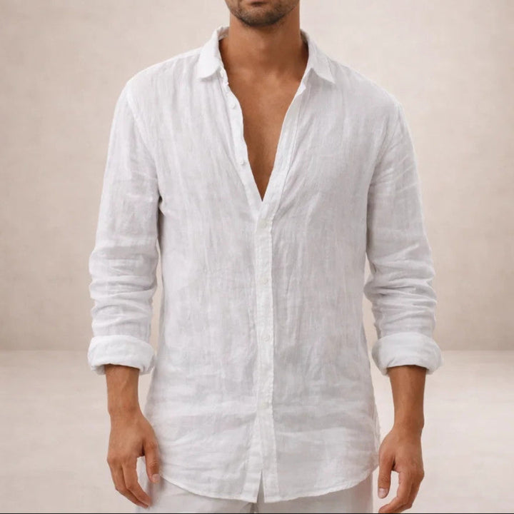 Freddie - Casual Men's Linen Shirts with Classic Collar and Button Front