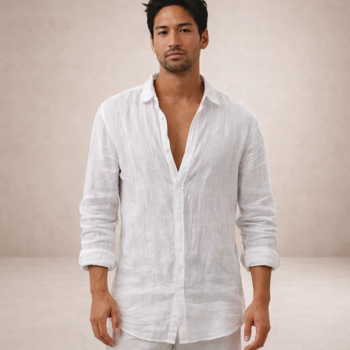 Freddie - Casual Men's Linen Shirts with Classic Collar and Button Front
