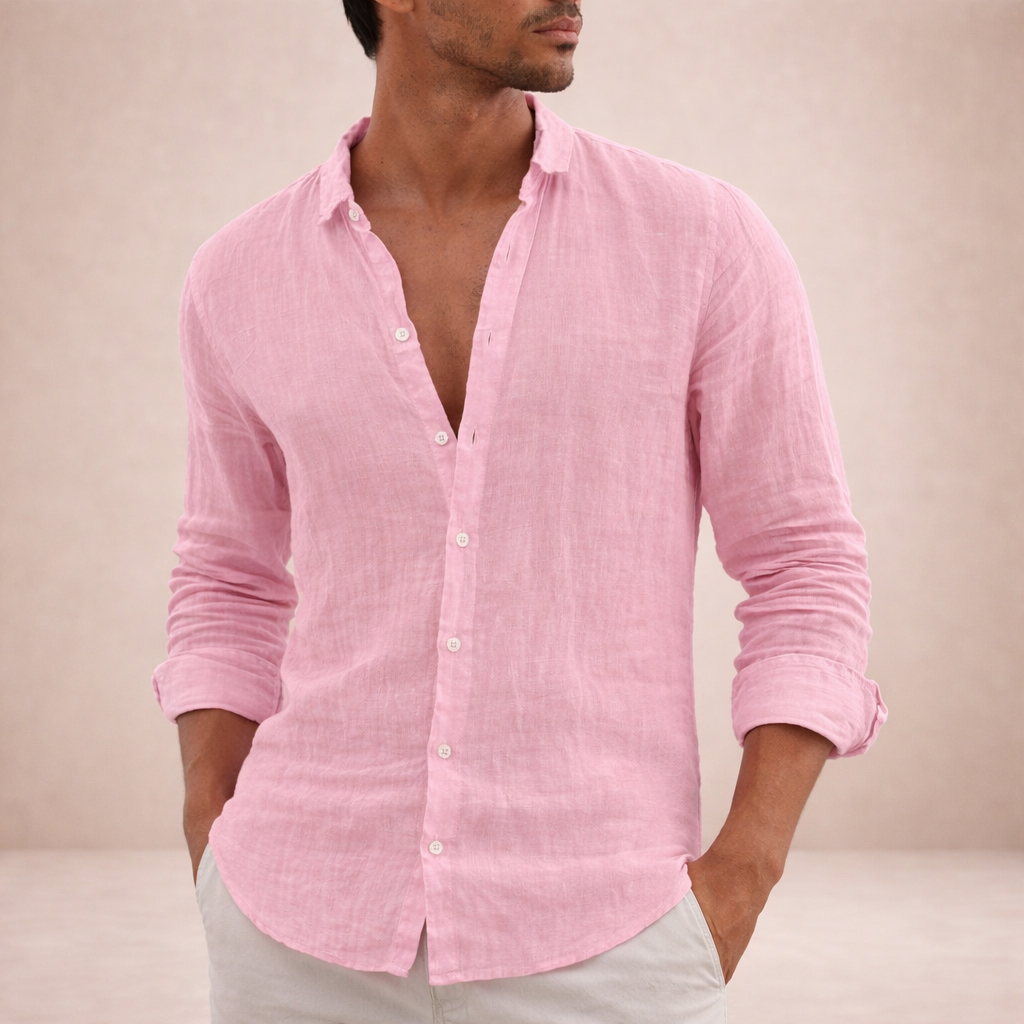 Freddie - Casual Men's Linen Shirts with Classic Collar and Button Front