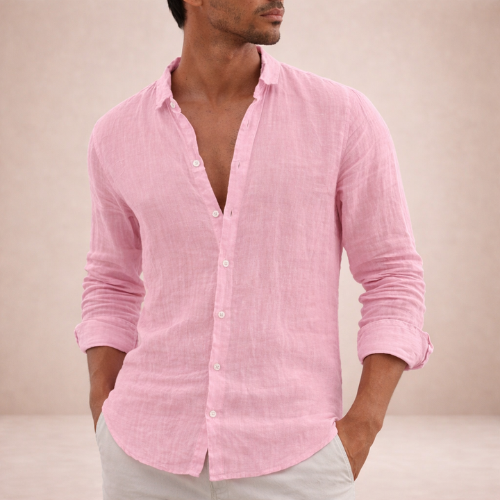 Freddie - Casual Men's Linen Shirts with Classic Collar and Button Front