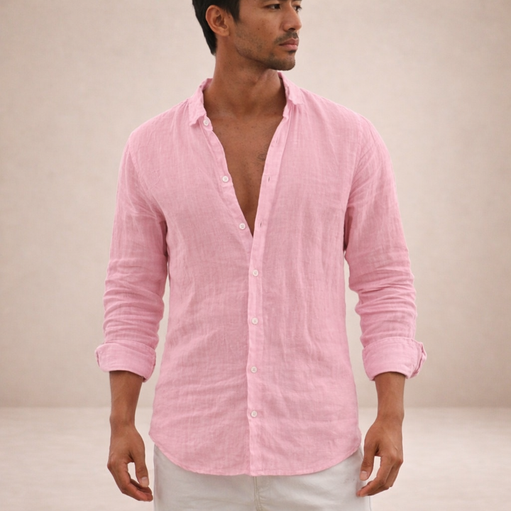 Freddie - Casual Men's Linen Shirts with Classic Collar and Button Front