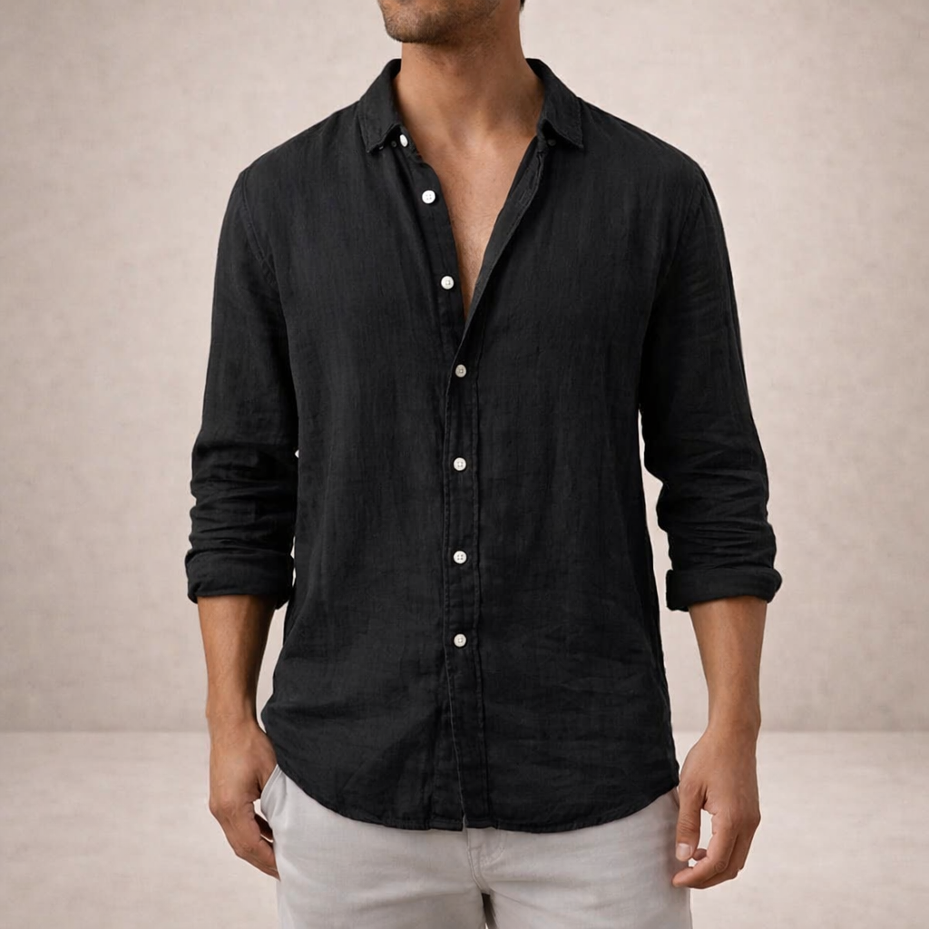 Freddie - Casual Men's Linen Shirts with Classic Collar and Button Front