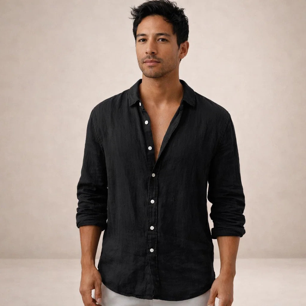 Freddie - Casual Men's Linen Shirts with Classic Collar and Button Front