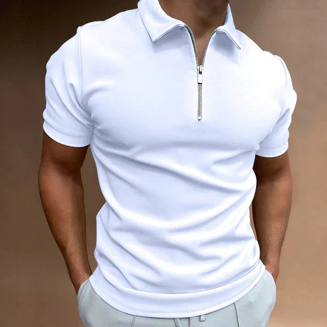 Freddie - Casual Men's Polo Shirt with Short Sleeves and Zip Detail